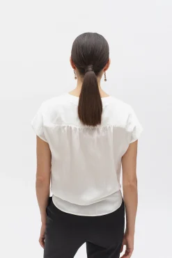 Blouse 100% Soie Tatiana Ivoire Femme*CAROLL Shop