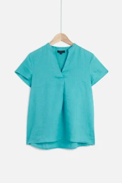 Blouse Kat 100% Lin Vert Emeraude Femme*CAROLL Discount