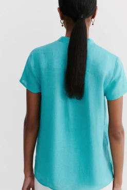 Blouse Kat 100% Lin Vert Emeraude Femme*CAROLL Discount