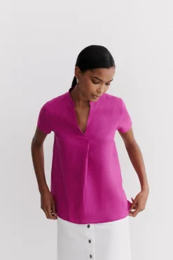 Blouse Kat 100% Lin Violet Femme*CAROLL Best