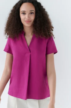 Blouse Kat 100% Lin Violet Femme*CAROLL Best