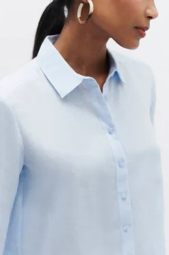Chemise Brenda 100% Lin Bleu Ciel Femme*CAROLL Flash Sale