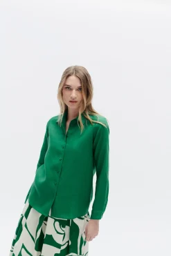 Chemise Brenda 100% Lin Vert Menthe Femme*CAROLL Fashion