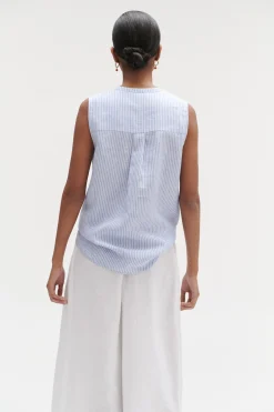 Chemise Chambray Rayee 100% Lin Femme*CAROLL Sale