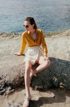 Chemise Eden Jaune Moutarde Femme*CAROLL Fashion