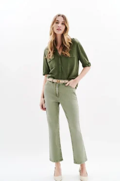 Chemise Estela 100% Lin Vert Kaki Femme*CAROLL Hot