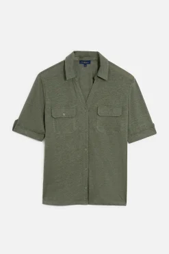 Chemise Estela 100% Lin Vert Kaki Femme*CAROLL Hot
