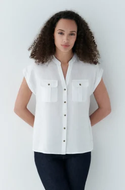 Chemise Gina 100% Lin Blanc Femme*CAROLL Shop