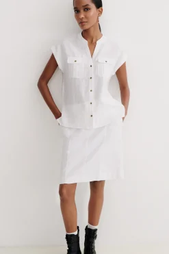 Chemise Gina 100% Lin Blanc Femme*CAROLL Shop
