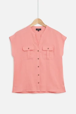 Chemise Gina 100% Lin Rose Corail Femme*CAROLL Online