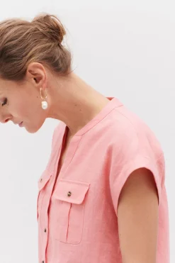 Chemise Gina 100% Lin Rose Corail Femme*CAROLL Online