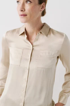 Chemise Jeanne B En Soie Beige Femme*CAROLL Shop