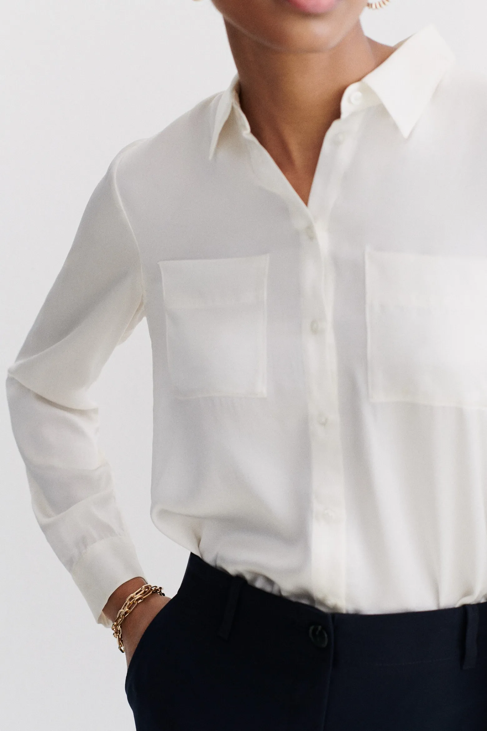 Chemise Jeanne B En Soie Ivoire Femme*CAROLL Shop