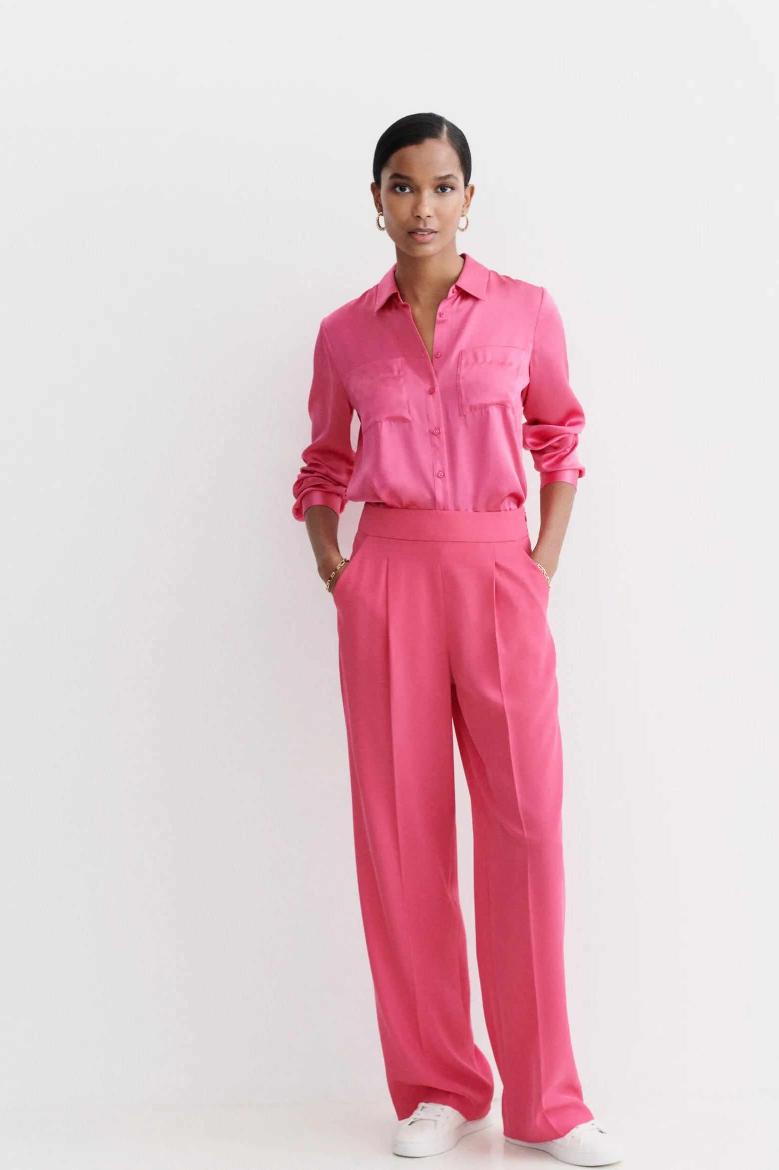 Chemise Jeanne B En Soie Rose Fushia Femme*CAROLL Cheap