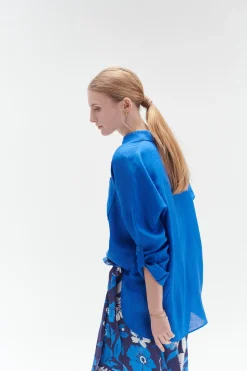 Chemise Sandy Oversize 100% Lin Bleu Electrique Femme*CAROLL Store