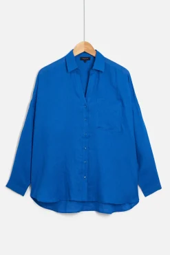 Chemise Sandy Oversize 100% Lin Bleu Electrique Femme*CAROLL Store