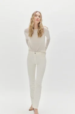 Pantalon Chicago Velours Ivoire Femme*CAROLL Clearance