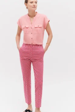 Pantalon Gabin A Motifs Graphiques Rose Fushia Femme*CAROLL Fashion