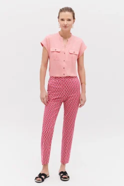 Pantalon Gabin A Motifs Graphiques Rose Fushia Femme*CAROLL Fashion