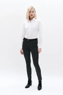 Pantalon Tony Effet Enduit Noir Femme*CAROLL Best Sale