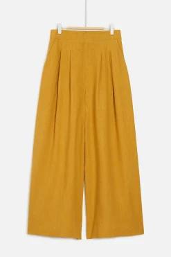 Pantalon Valvano Jupe-Culotte 100% Lin Jaune Or Femme*CAROLL Flash Sale