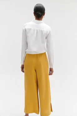 Pantalon Valvano Jupe-Culotte 100% Lin Jaune Or Femme*CAROLL Flash Sale