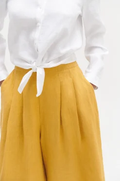 Pantalon Valvano Jupe-Culotte 100% Lin Jaune Or Femme*CAROLL Flash Sale