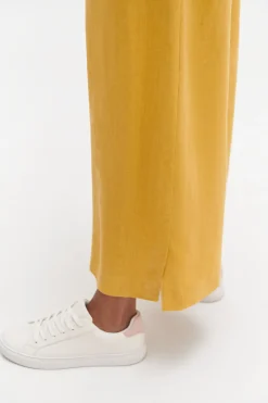 Pantalon Valvano Jupe-Culotte 100% Lin Jaune Or Femme*CAROLL Flash Sale