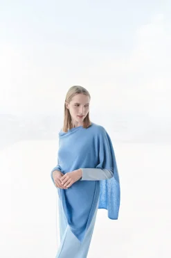 Poncho Baltimore 100% Cachemire Denim Stone Femme*CAROLL Online