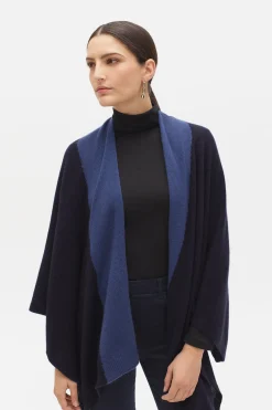 Poncho Charles B 100% Cachemire Bleu Marine Femme*CAROLL Cheap