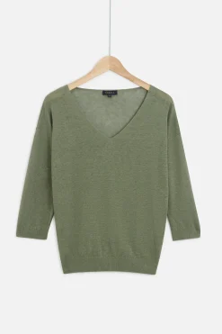 Pull Alicia Col V 100% Lin Femme*CAROLL Discount