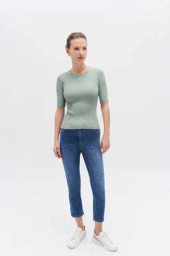 Pull Jim En Maille Cotelee Vert Clair Femme*CAROLL Clearance