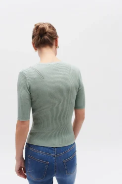 Pull Jim En Maille Cotelee Vert Clair Femme*CAROLL Clearance
