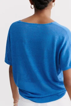 Pull Milane 100% Lin Bleu Electrique Femme*CAROLL New
