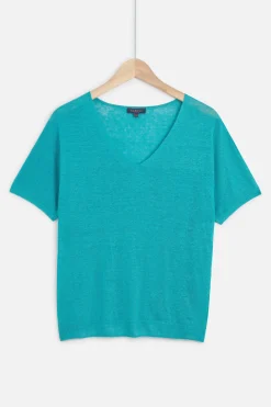 Pull Milane 100% Lin Vert Emeraude Femme*CAROLL Shop