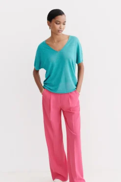 Pull Milane 100% Lin Vert Emeraude Femme*CAROLL Shop