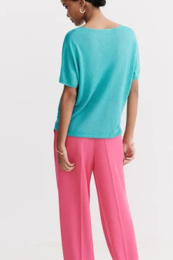 Pull Milane 100% Lin Vert Emeraude Femme*CAROLL Shop