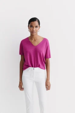Pull Milane 100% Lin Violet Femme*CAROLL Outlet