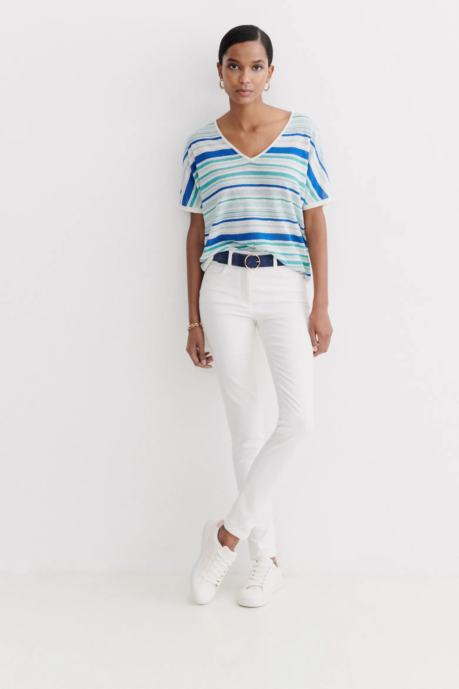 Pull Milano 100% Lin Bleu Electrique Femme*CAROLL Fashion