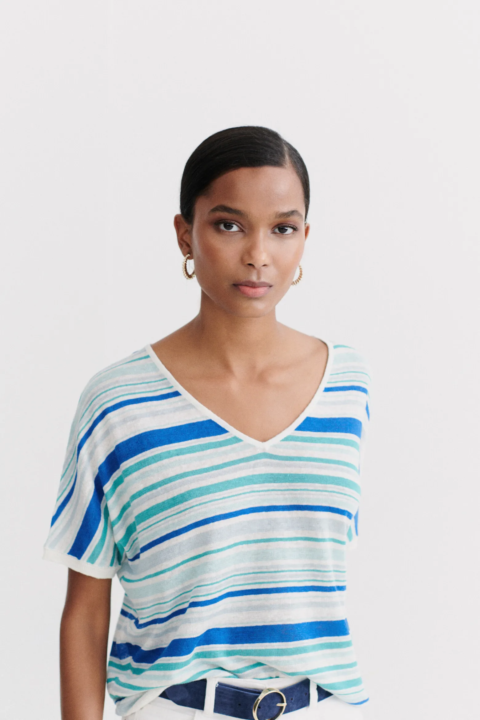 Pull Milano 100% Lin Bleu Electrique Femme*CAROLL Fashion