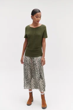 Pull Nathan En Maille Fantaisie Vert Kaki Femme*CAROLL Flash Sale