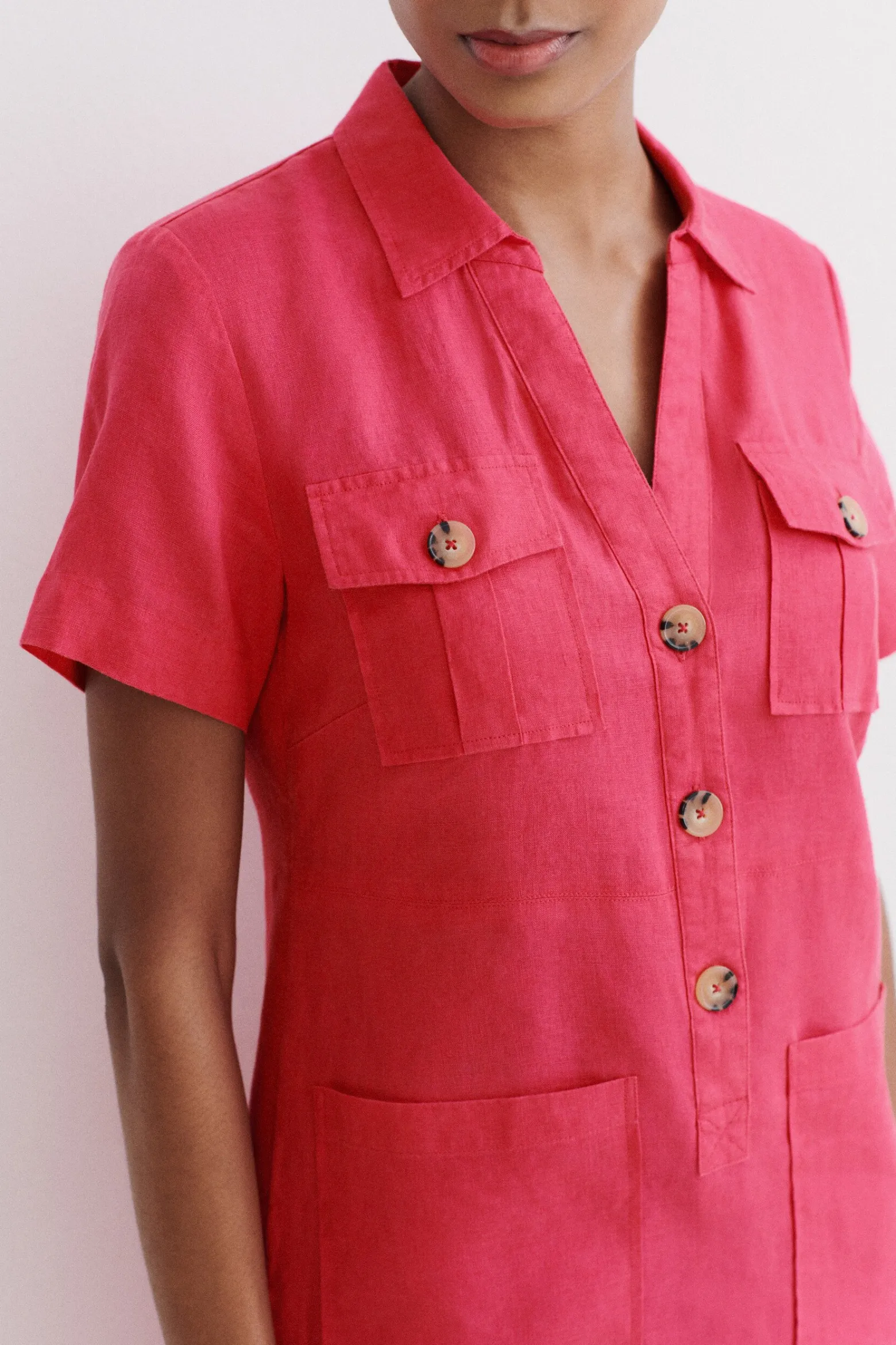 Robe Laure 100% Lin Rose Fushia Femme*CAROLL Store