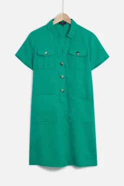 Robe Laure 100% Lin Vert Emeraude Femme*CAROLL Sale