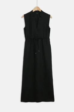 Robe Longue Amy 100% Lin Noir Femme*CAROLL Discount