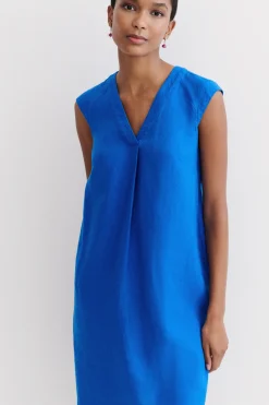 Robe Pamela 100% Lin Bleu Electrique Femme*CAROLL Fashion