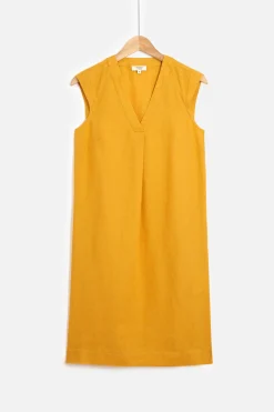 Robe Pamela 100% Lin Jaune Or Femme*CAROLL Cheap