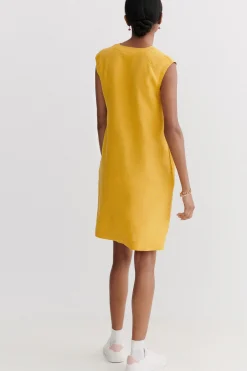 Robe Pamela 100% Lin Jaune Or Femme*CAROLL Cheap