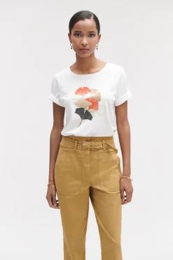 T-Shirt Aja A Visuel Ecru Femme*CAROLL Cheap
