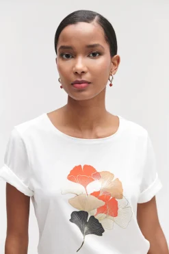 T-Shirt Aja A Visuel Ecru Femme*CAROLL Cheap