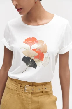 T-Shirt Aja A Visuel Ecru Femme*CAROLL Cheap